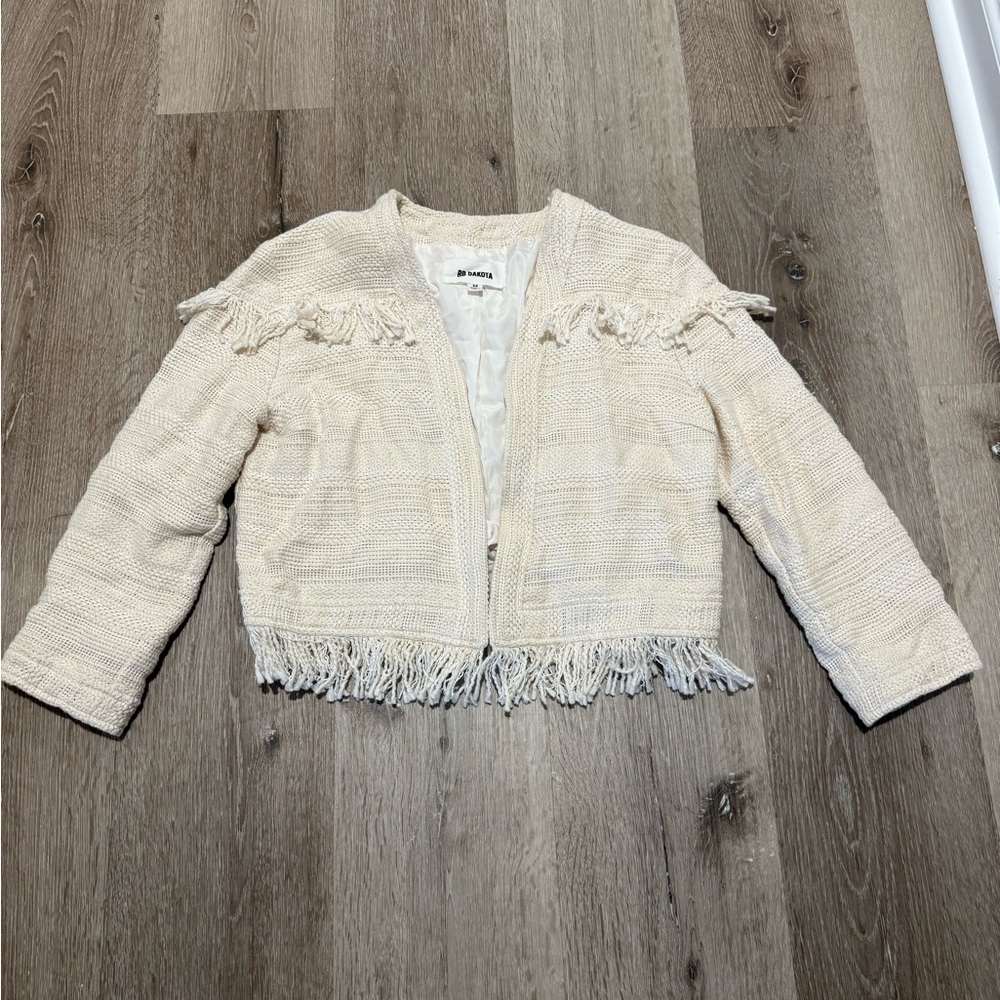 BB Dakota Cream Textured Jacket 3/4 Sleeve